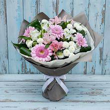 Букет цветов из:  Герберы, Альстромерии и Хризантемы #REPLACE_PRED# Полярных Зорях