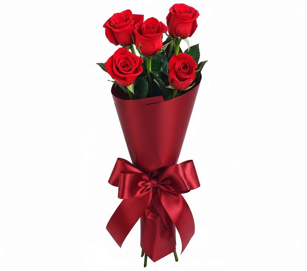 Букет 5 Красных роз Эдлесс Лав в Полярных Зорях