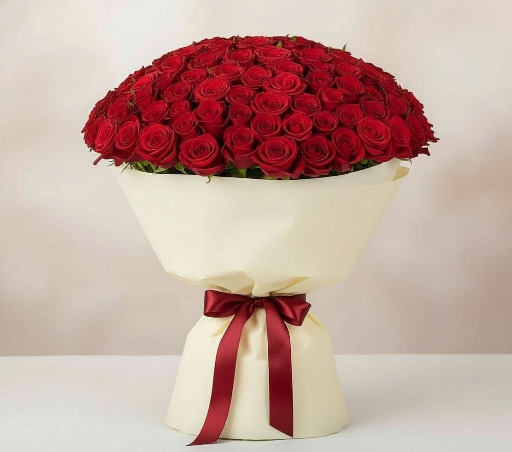Букет 101 Красная роза Милано в Полярных Зорях