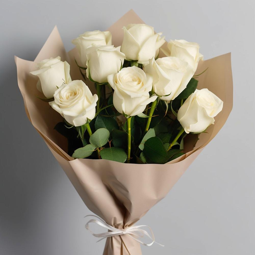 Букет 9 Белых роз Эдлесс Лав в Полярных Зорях