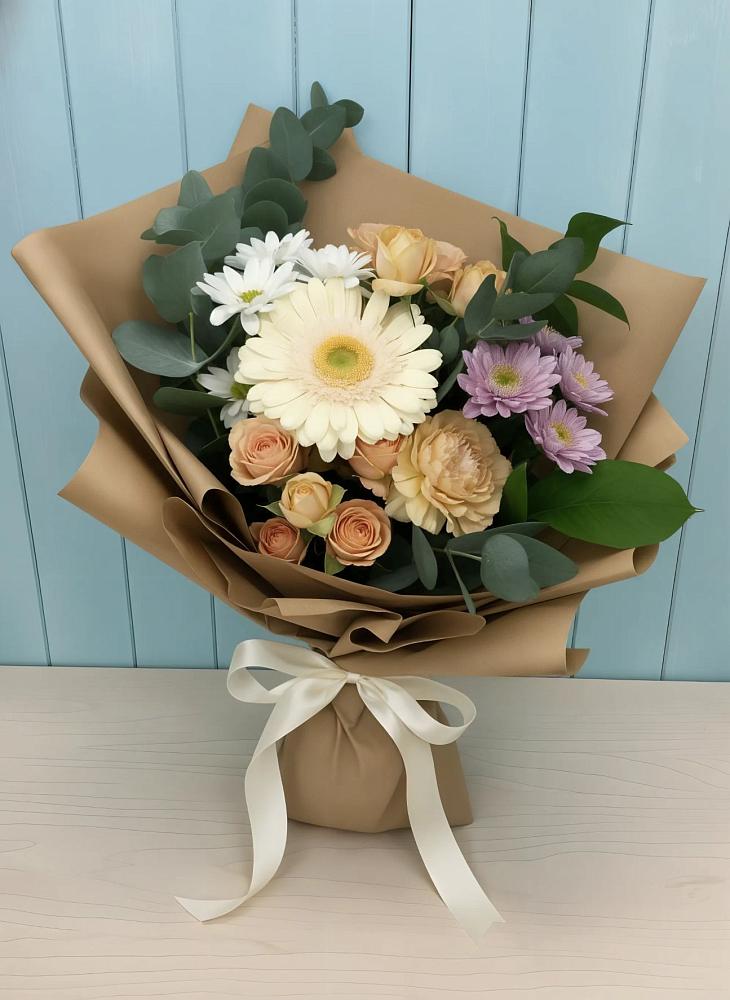 Букет цветов из: Герберы и Хризантемы в Полярных Зорях