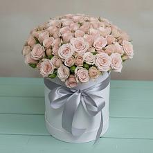 Цветочная композиция из Розы в шляпной коробке #REPLACE_PRED# Полярных Зорях