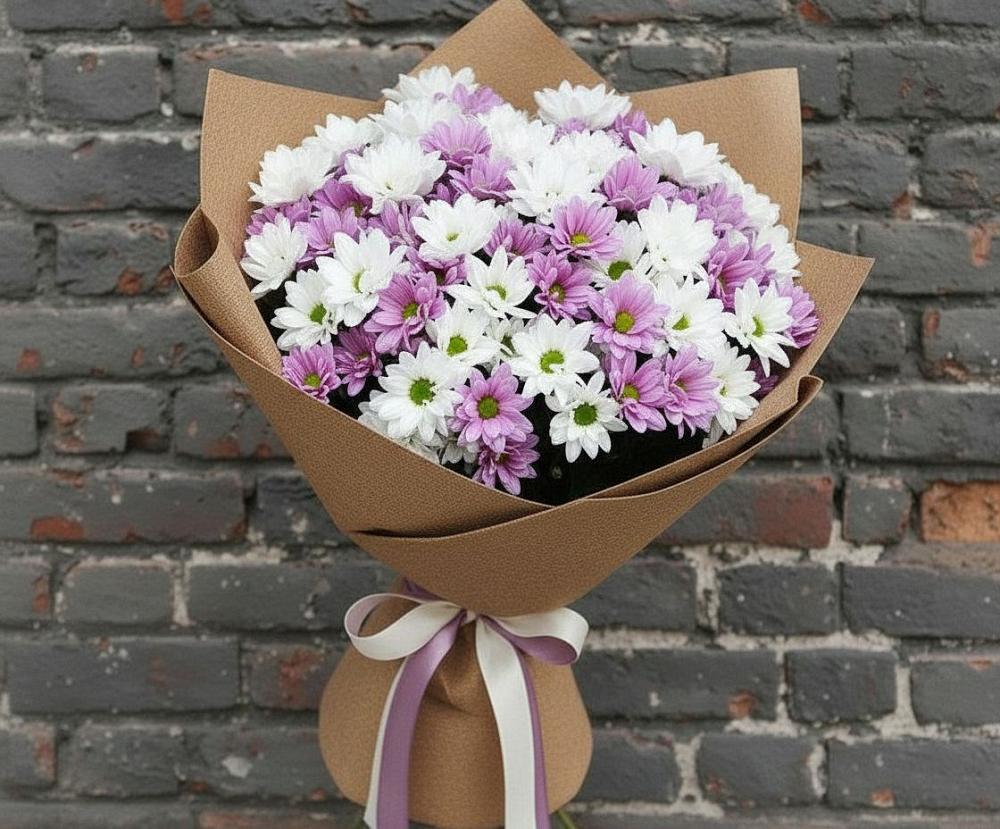 Букет цветов из: Хризантемы в Полярных Зорях