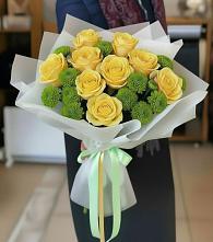 Букет цветов из:  Хризантемы и Розы #REPLACE_PRED# Полярных Зорях