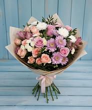 Букет цветов из:  Хризантемы, Розы и Альстромерии #REPLACE_PRED# Полярных Зорях