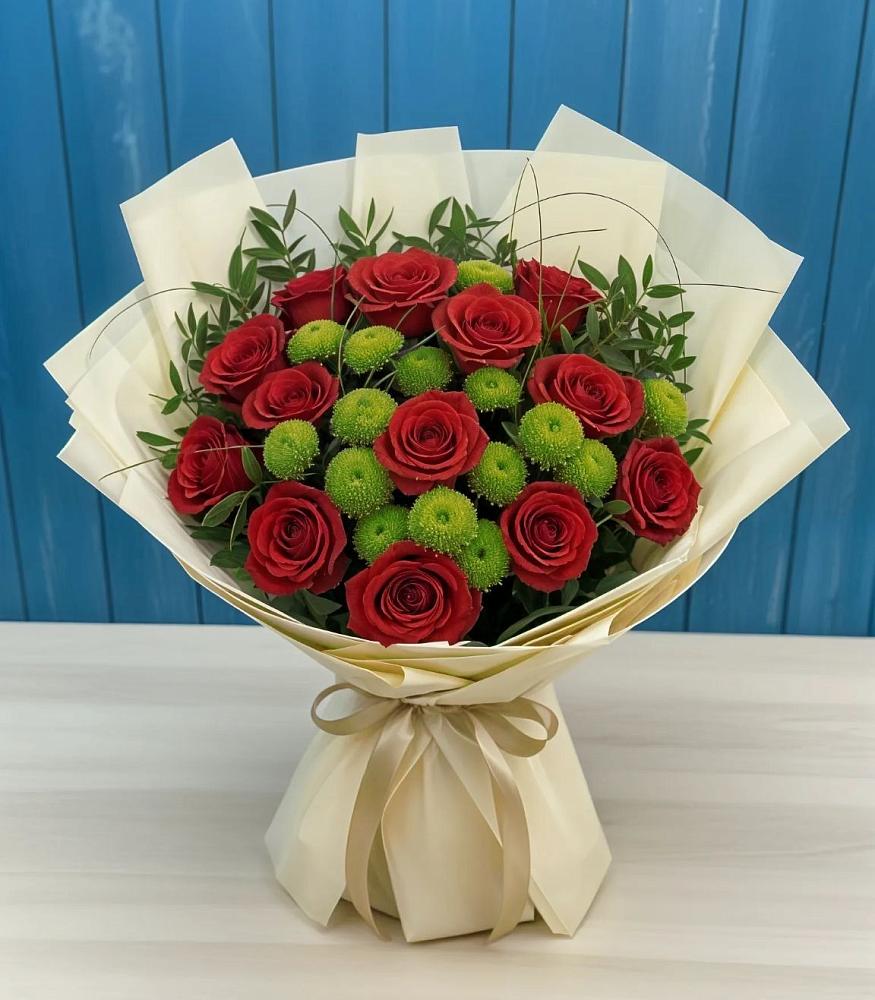 Букет цветов из: Розы и Хризантемы в Полярных Зорях