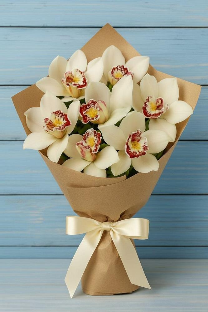 Букет цветов из: Орхидеи и Розы в Полярных Зорях